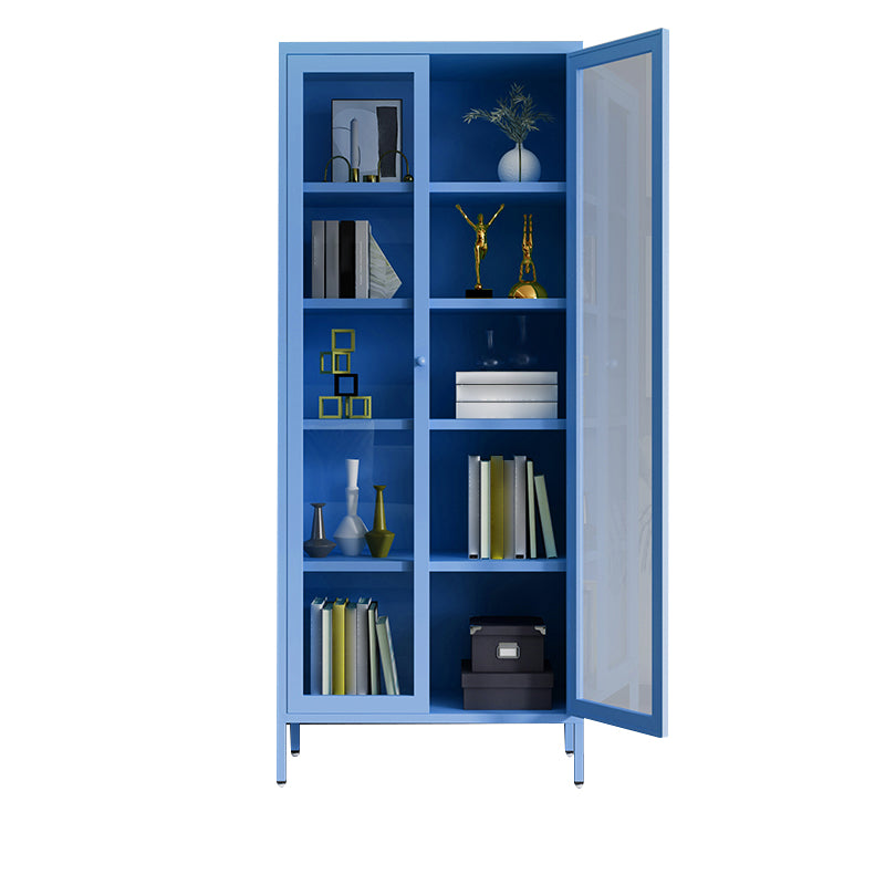 Modern Bookshelf Metal Closed Back Bookcase with Door for Office