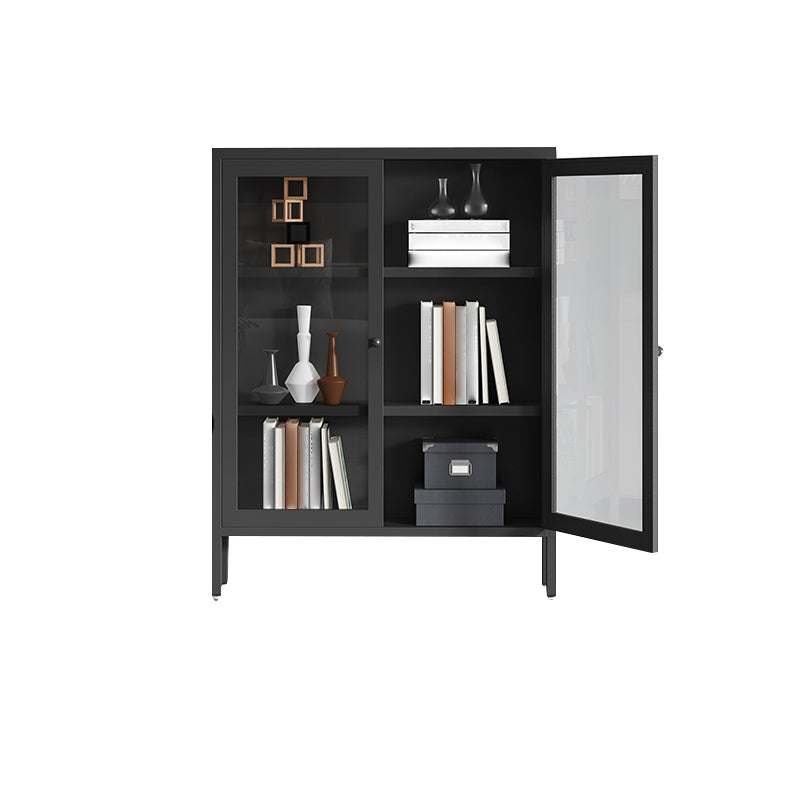 Modern Bookshelf Metal Closed Back Bookcase with Door for Office