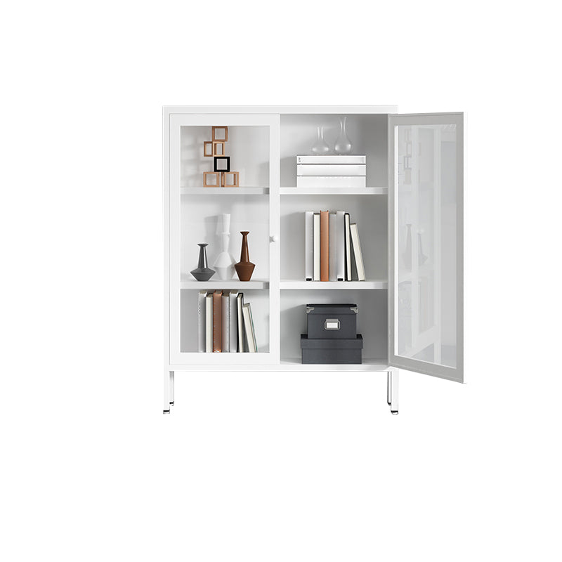 Modern Bookshelf Metal Closed Back Bookcase with Door for Office