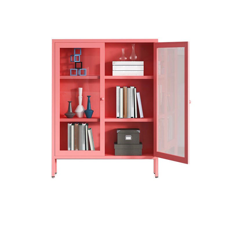 Modern Bookshelf Metal Closed Back Bookcase with Door for Office