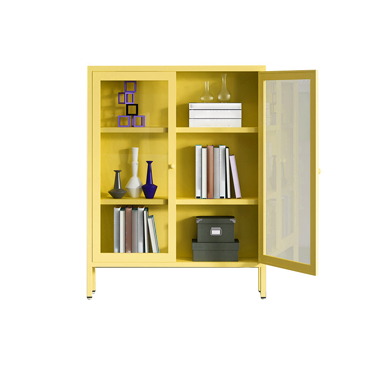 Modern Bookshelf Metal Closed Back Bookcase with Door for Office