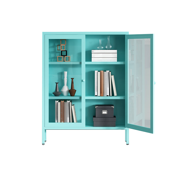 Modern Bookshelf Metal Closed Back Bookcase with Door for Office