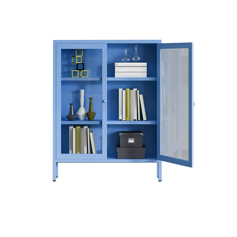 Modern Bookshelf Metal Closed Back Bookcase with Door for Office