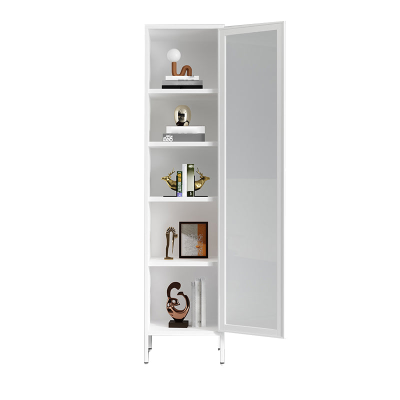 Modern Bookshelf Metal Closed Back Bookcase with Door for Office
