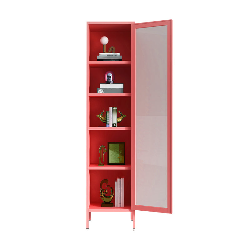 Modern Bookshelf Metal Closed Back Bookcase with Door for Office