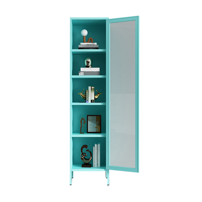 Modern Bookshelf Metal Closed Back Bookcase with Door for Office