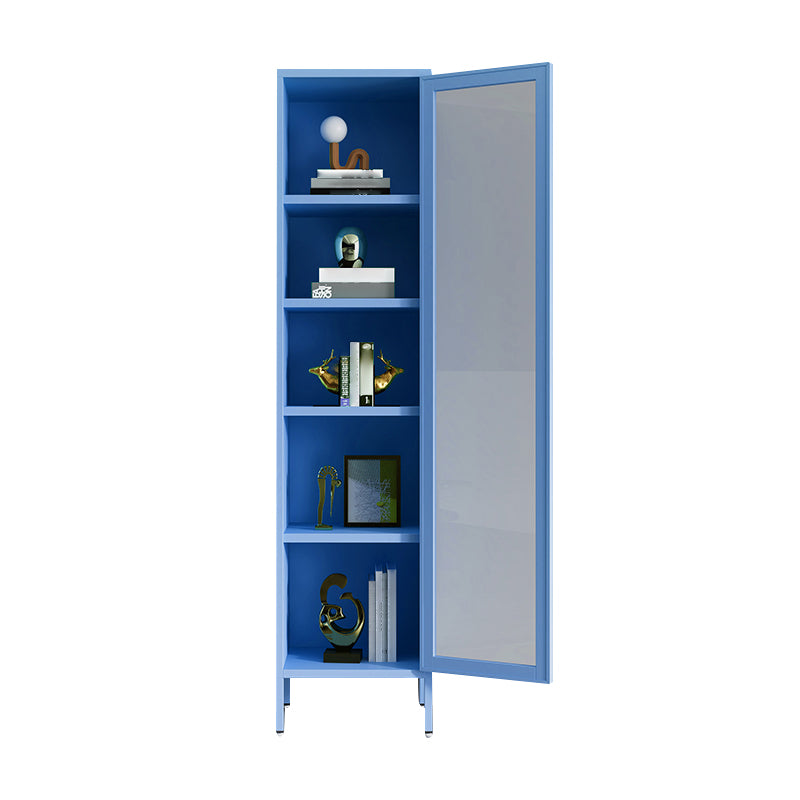 Modern Bookshelf Metal Closed Back Bookcase with Door for Office