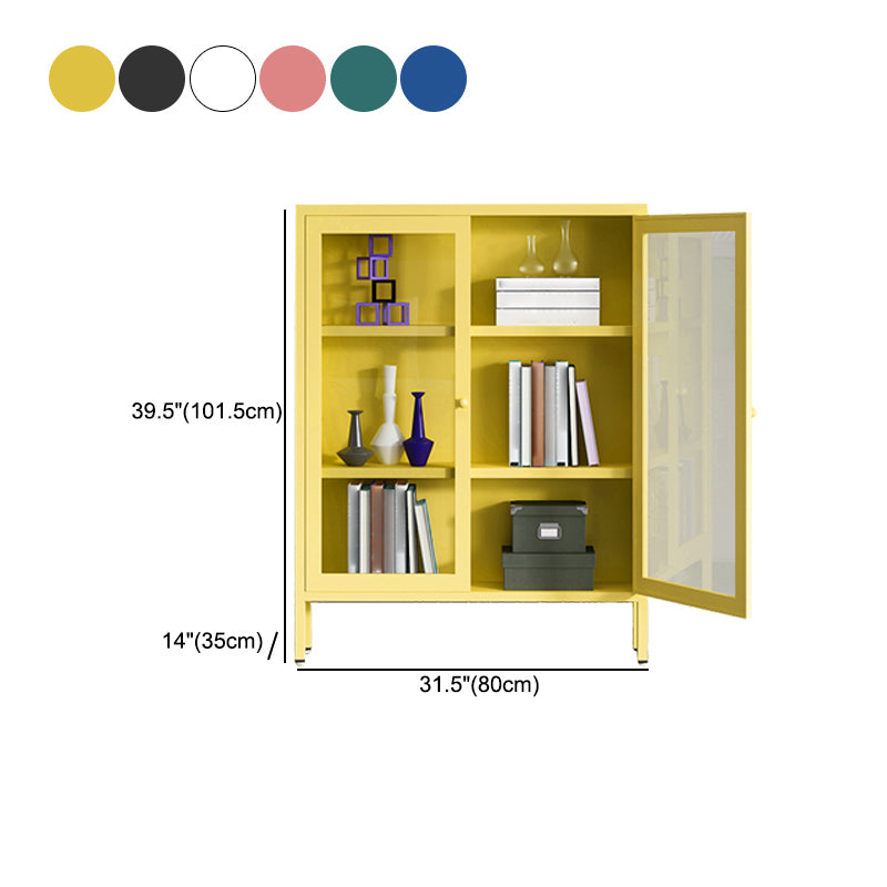 Modern Bookshelf Metal Closed Back Bookcase with Door for Office