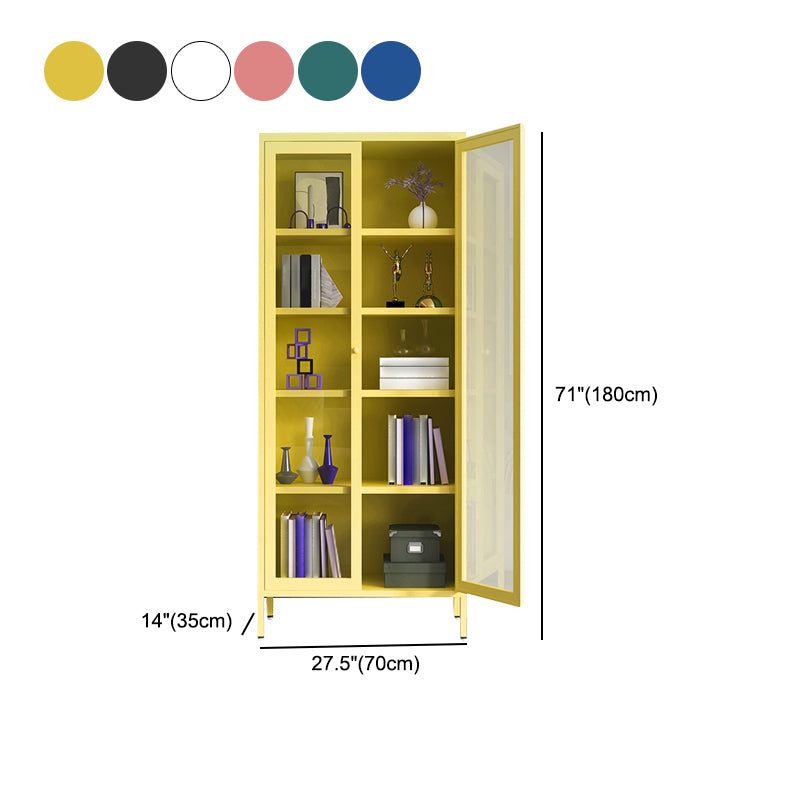 Modern Bookshelf Metal Closed Back Bookcase with Door for Office