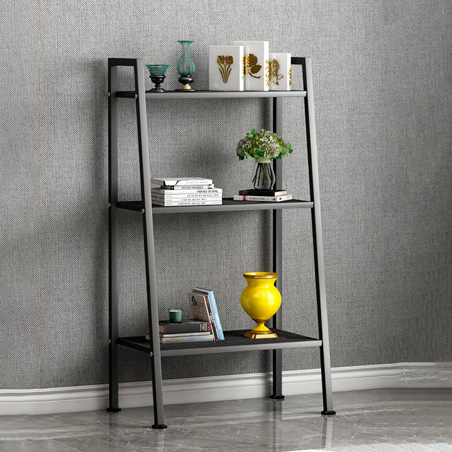 Contemporary Ladder Bookshelf Metal Open Back Bookcase for Home Office