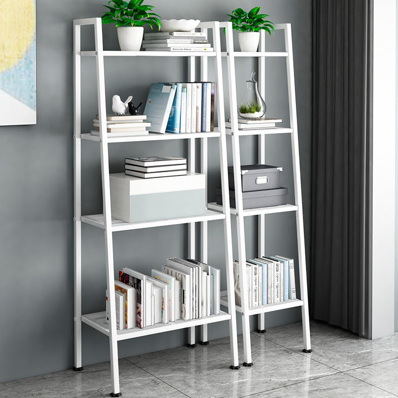 Contemporary Ladder Bookshelf Metal Open Back Bookcase for Home Office