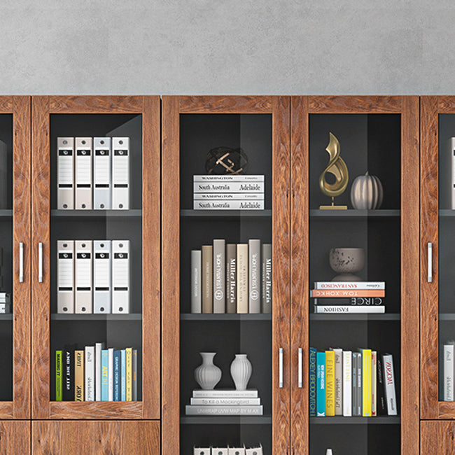 Contemporary Engineer Wood Bookshelf Closed Back Bookcase with Door for Home Office