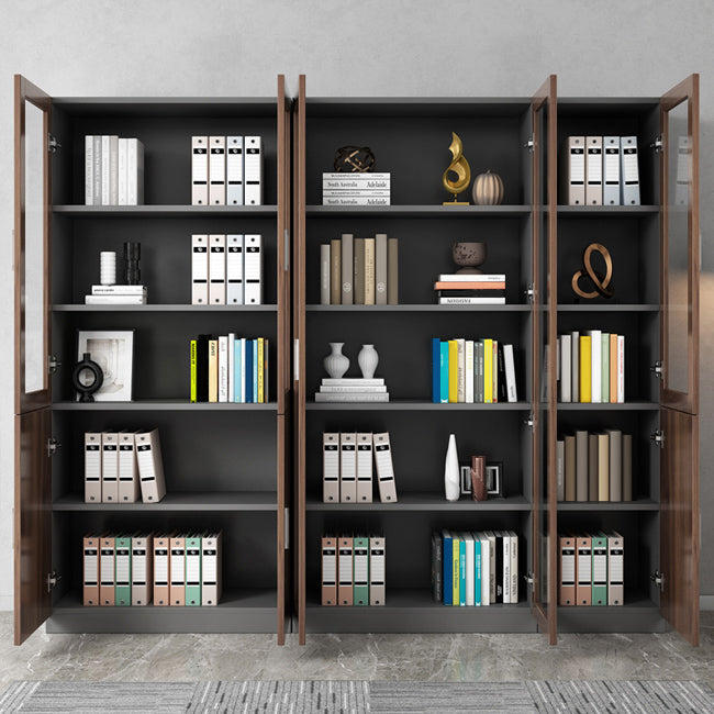 Contemporary Engineer Wood Bookshelf Closed Back Bookcase with Door for Home Office