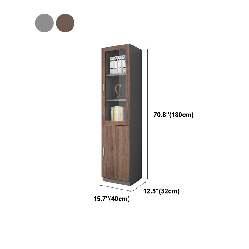 Contemporary Engineer Wood Bookshelf Closed Back Bookcase with Door for Home Office