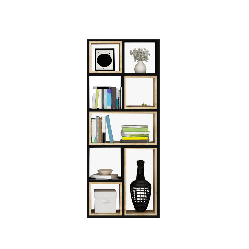 Modern Style Bookshelf Black Metal Frame Open Back Bookcase for Home Office