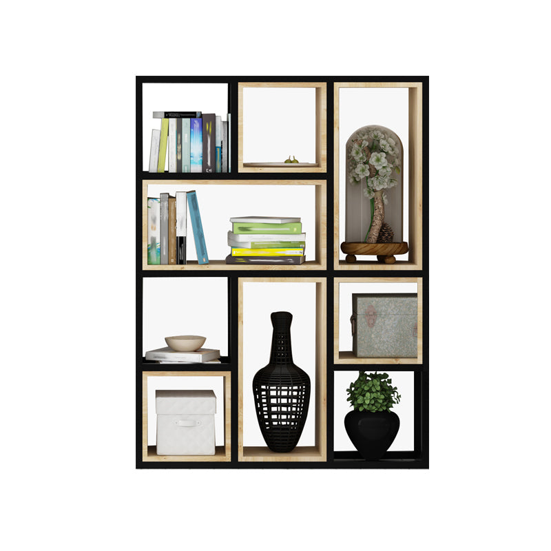 Modern Style Bookshelf Black Metal Frame Open Back Bookcase for Home Office