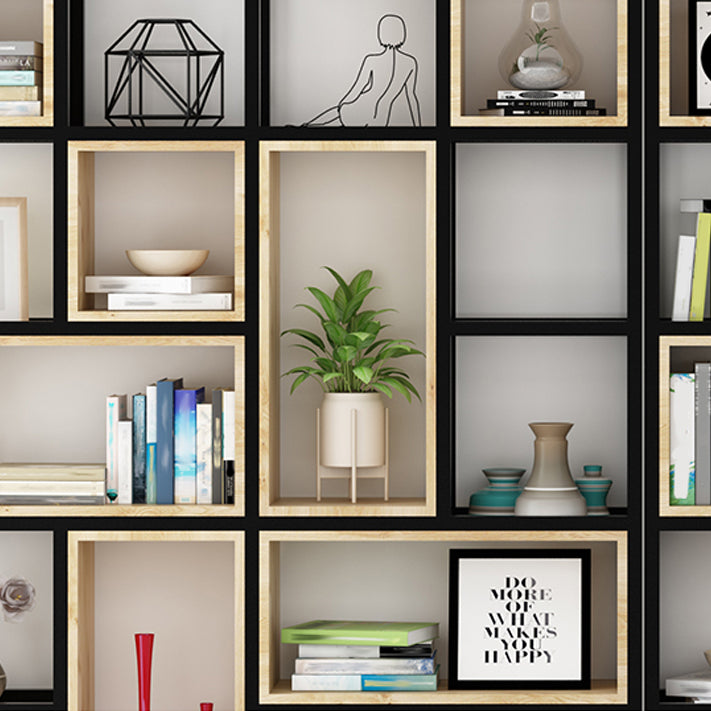 Modern Style Bookshelf Black Metal Frame Open Back Bookcase for Home Office