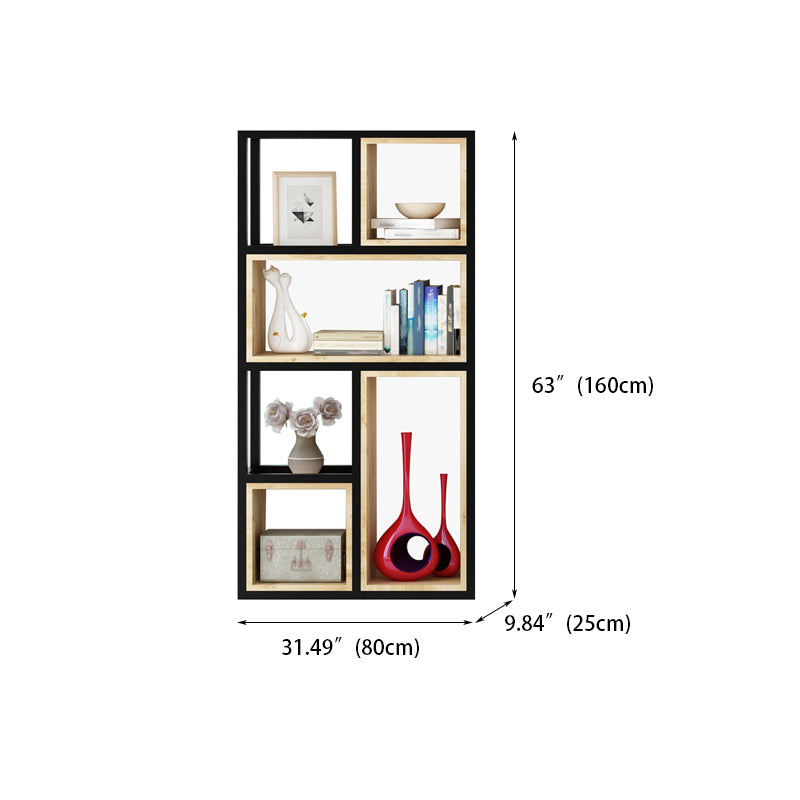 Modern Style Bookshelf Black Metal Frame Open Back Bookcase for Home Office