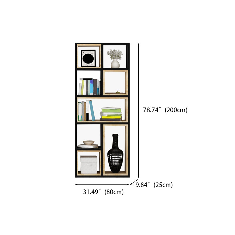 Modern Style Bookshelf Black Metal Frame Open Back Bookcase for Home Office
