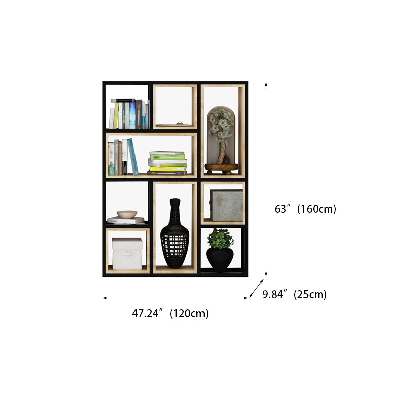 Modern Style Bookshelf Black Metal Frame Open Back Bookcase for Home Office