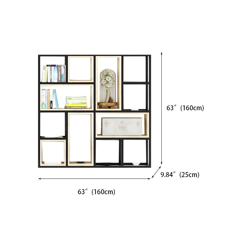 Modern Style Bookshelf Black Metal Frame Open Back Bookcase for Home Office