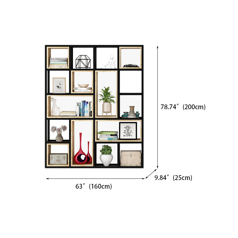 Modern Style Bookshelf Black Metal Frame Open Back Bookcase for Home Office