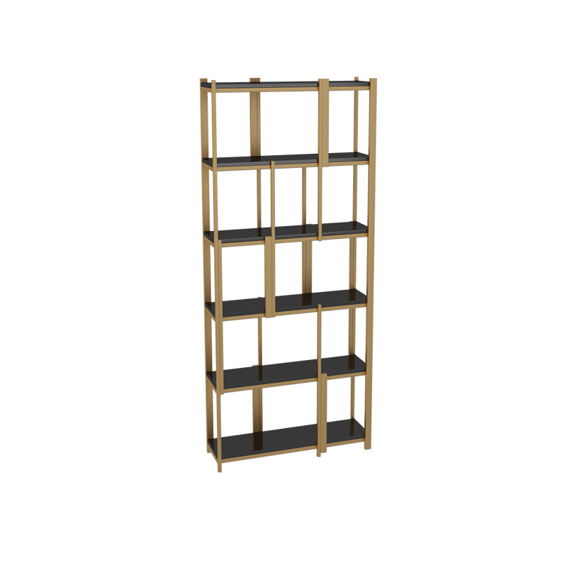 Modern Style Bookcase Gold Frame Metal Open Back Bookshelf for Home Office