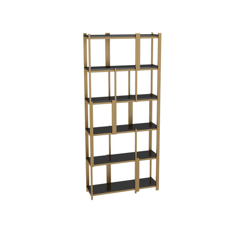 Modern Style Bookcase Gold Frame Metal Open Back Bookshelf for Home Office
