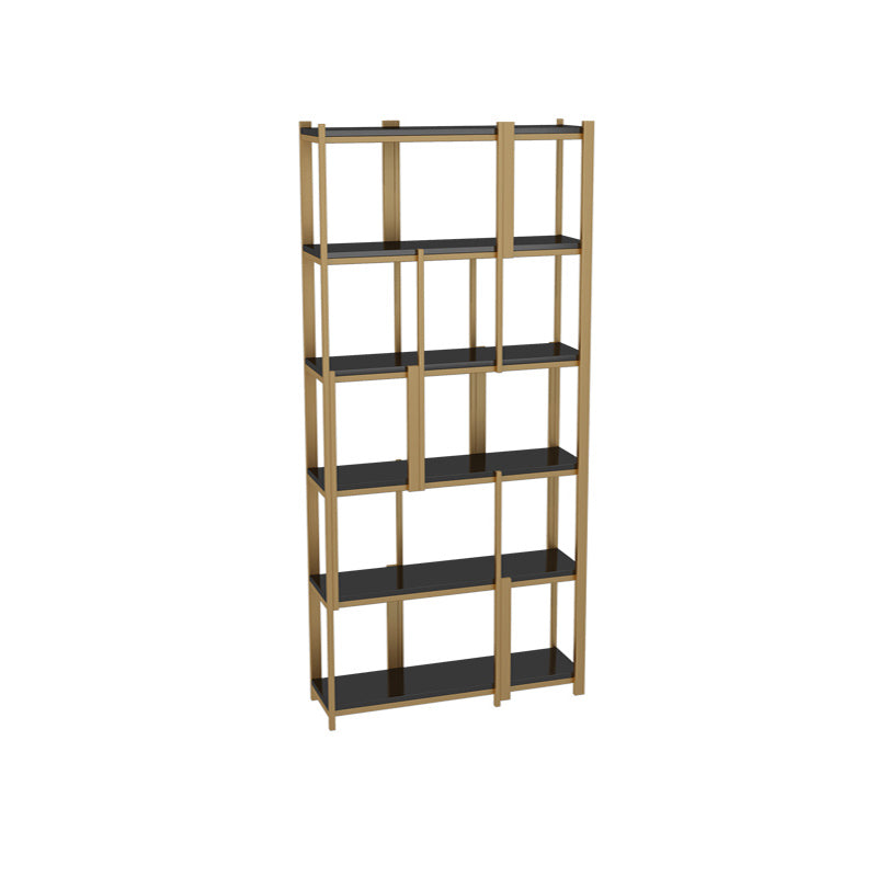 Modern Style Bookcase Gold Frame Metal Open Back Bookshelf for Home Office
