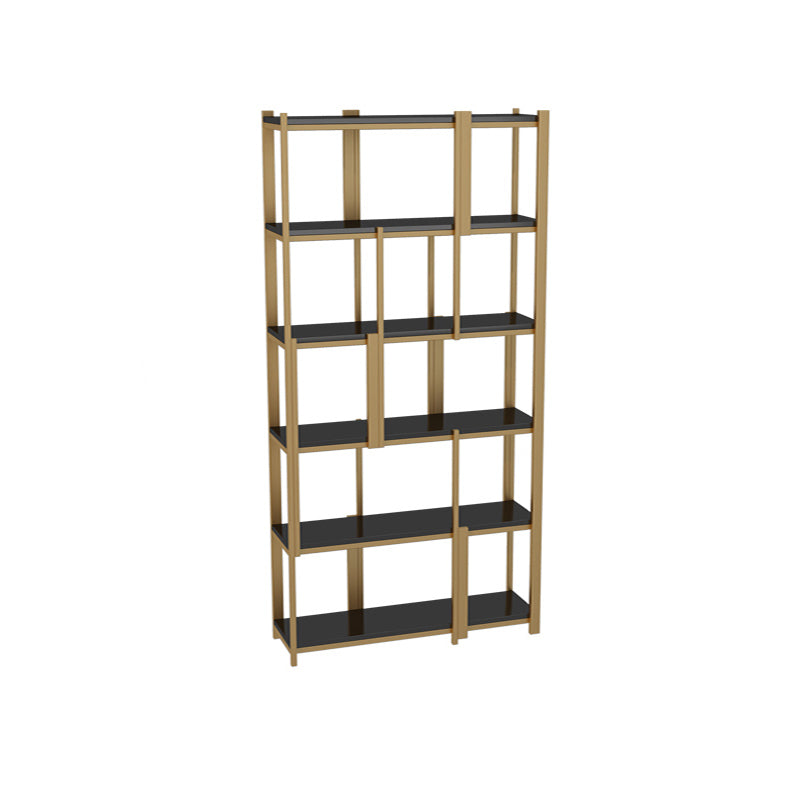 Modern Style Bookcase Gold Frame Metal Open Back Bookshelf for Home Office