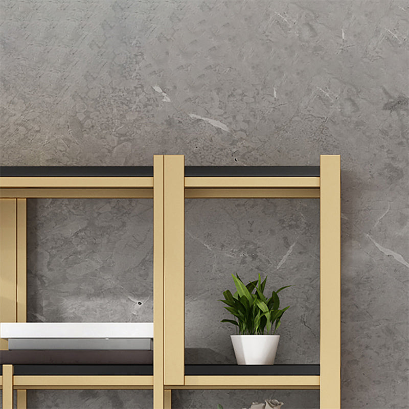 Modern Style Bookcase Gold Frame Metal Open Back Bookshelf for Home Office