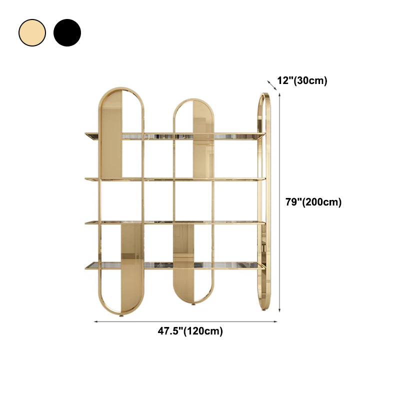 Geometric Modern Style Bookcase Metal Open Back Bookshelf for Home Office