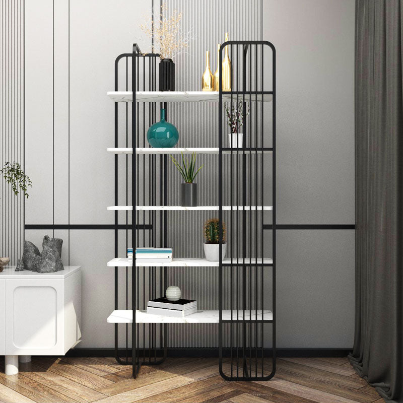 Contemporary Style Bookcase Metal Open Back Etagere Bookshelf for Home Office