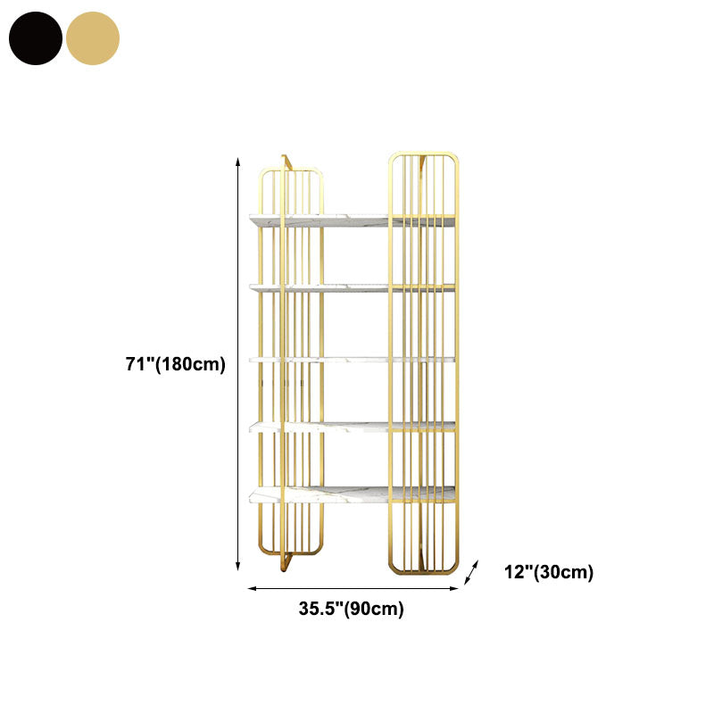 Contemporary Style Bookcase Metal Open Back Etagere Bookshelf for Home Office