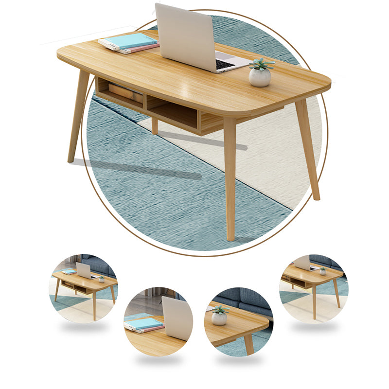 Modern 16.5"Tall 4 Legs Rectangular Wooden Table Top Coffee Table