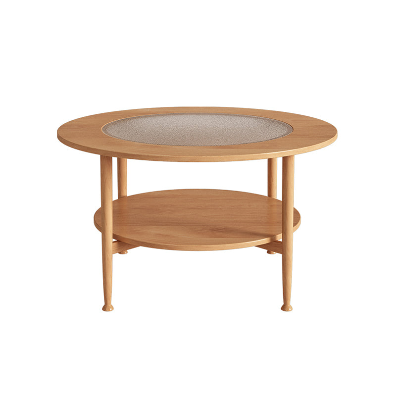 Nordic Wood and Glass Coffee Table 4 Legs Coffee Table with Storage