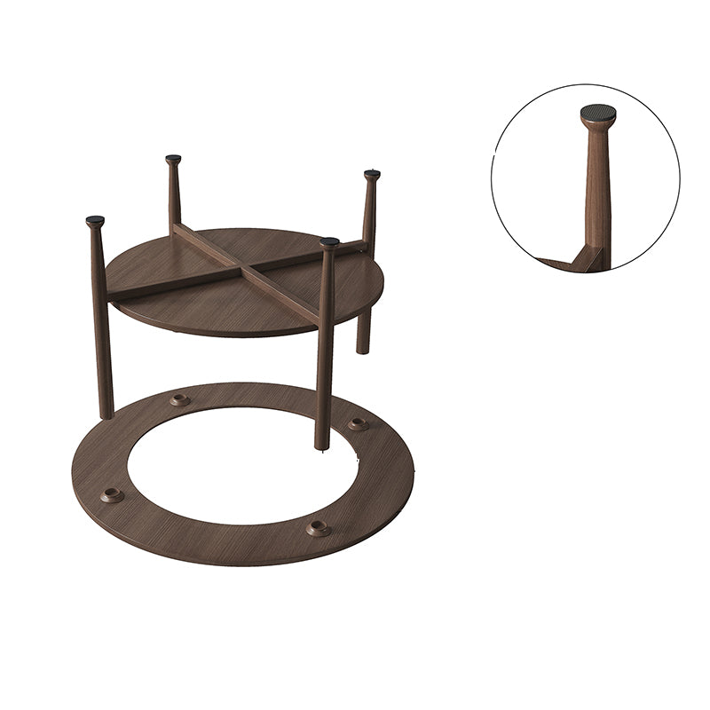 Nordic Wood and Glass Coffee Table 4 Legs Coffee Table with Storage