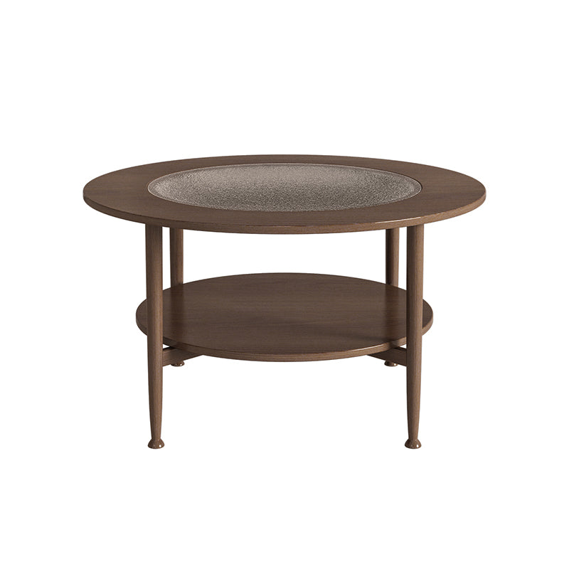 Nordic Wood and Glass Coffee Table 4 Legs Coffee Table with Storage