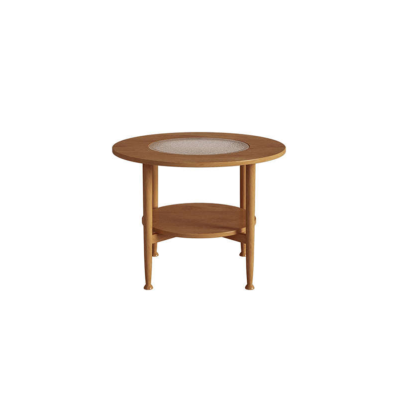 Nordic Wood and Glass Coffee Table 4 Legs Coffee Table with Storage