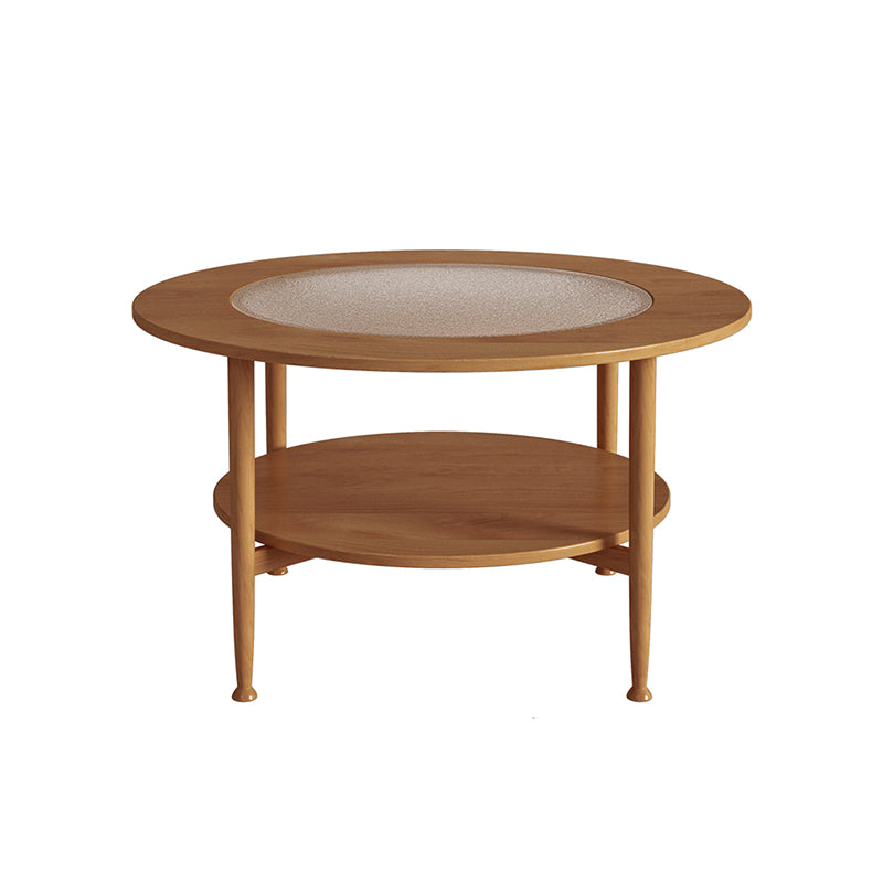 Nordic Wood and Glass Coffee Table 4 Legs Coffee Table with Storage