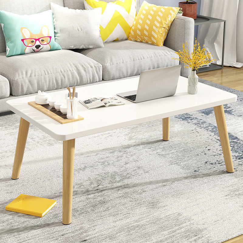 16.5"Tall 4 Legs Natural/ White Rectangular Wooden Table Top Coffee Table