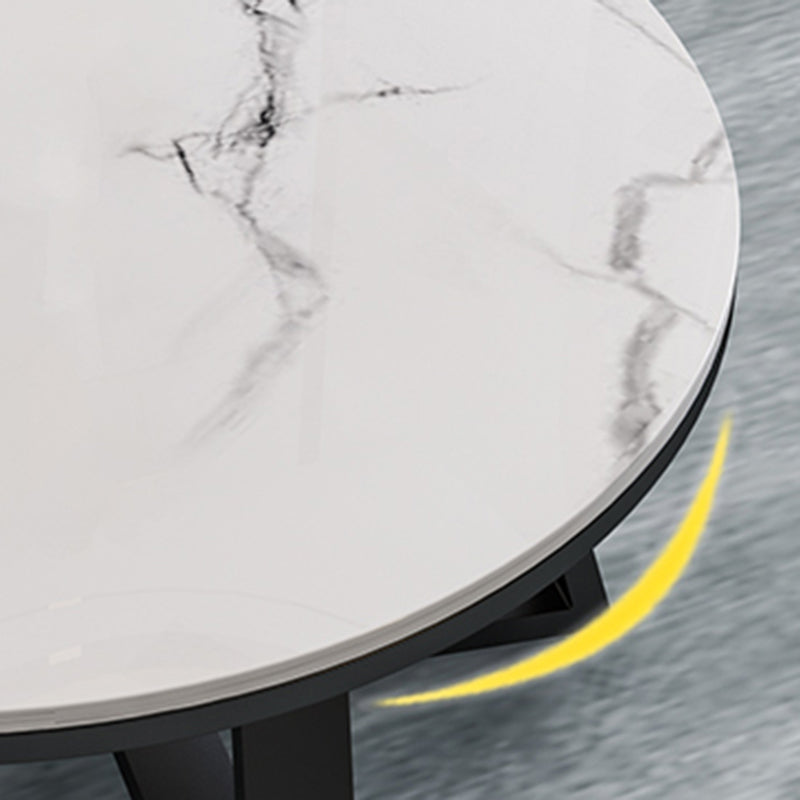 15.7"Tall Cross Legs Black / White Round Slate Top Coffee Table