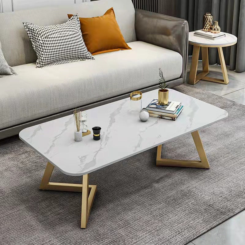 Glam Slate Coffee Table Rectangular Cocktail Table for Living Room