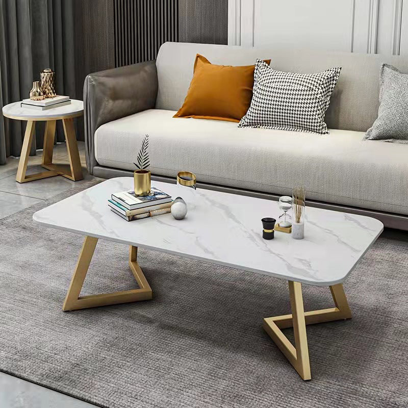 Glam Slate Coffee Table Rectangular Cocktail Table for Living Room