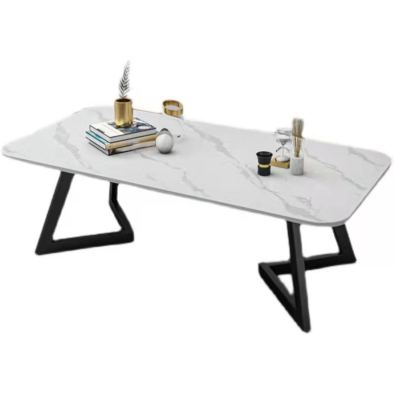Glam Slate Coffee Table Rectangular Cocktail Table for Living Room