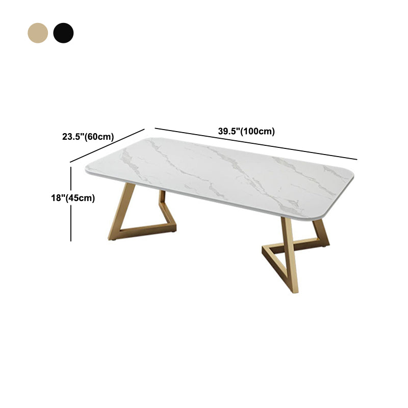 Glam Slate Coffee Table Rectangular Cocktail Table for Living Room