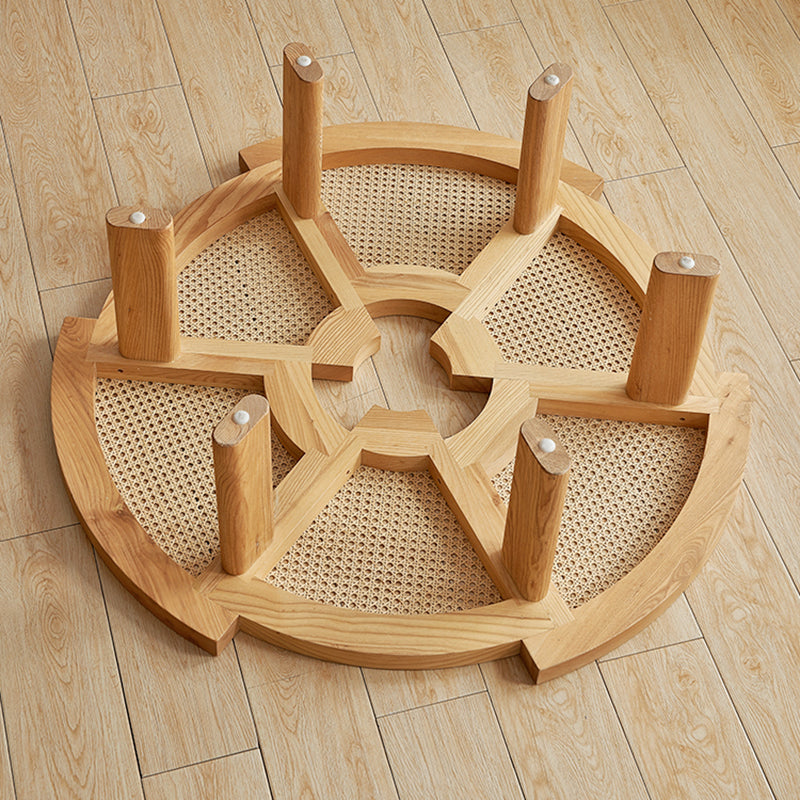 Nordic Wood and Rattan Cocktail Table Free Form Coffee Table