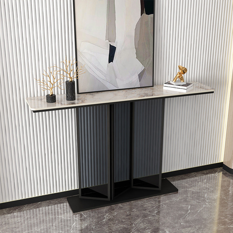 Modern Scratch Resistant Rectangle Table 11.81" W x 31.49" H Stone Table