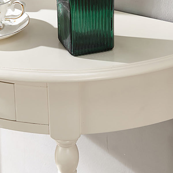 Rubbered Wood Console Table Solid Wood Accent Table with Drawer and Shelf
