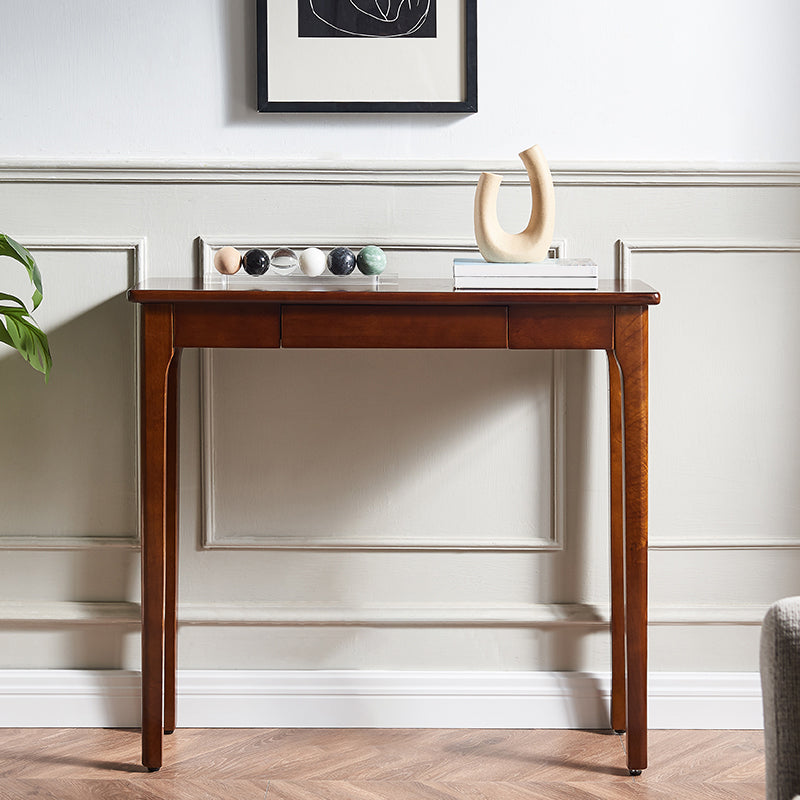 Rectangle 4 Legs Single Drawer Wood Console Table with Storage
